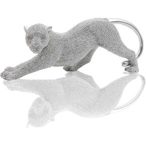 Handcrafted Cheetah Statue Resin Home Decor - Intricate Beaded Design for Living Room, Office, or Gift - Elegant and Unique Decorative Sculpture（Golden）