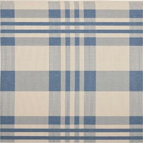 SAFAVIEH Courtyard Collection 6'7'' Square Beige/Blue CY6201 Plaid Indoor/ Outdoor Patio Backyard Mudroom Area Rug