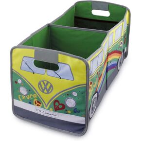 BRISA VW Collection - Volkswagen Foldable Storage Trunk Box Bag for Grocery Shopping in VW T1 Bus Campervan Shape (Classic Bus/Petrol & Brown)