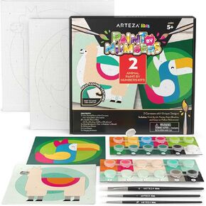 Arteza Kids Paint by Numbers Kit, 10x10 Inches, Pre-Printed Superhero Canvas Painting Kit