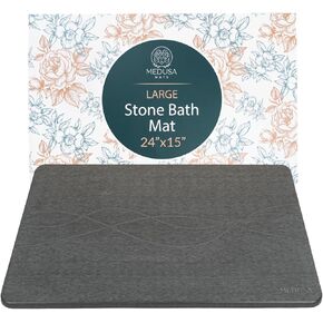 Extra Large Stone Bath Mat Bathroom mat Natural Drying Stone Bath mat for Bathroom Quick Dry Shower Stone mat Fast Dry Stone mat Grey Bath mats for Bathroom Non Slip - 32x20 Stone Bath Mat Large