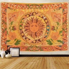 Lyacmy Burning Sun Tapestry Flower Vines Tapestries Vintage Floral Tapestry Mystic Tapestry Hippie Tapestry Wall Hanging for Room(59.1 x 82.7 inches)