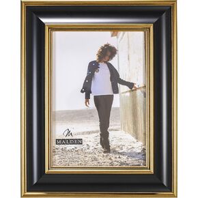 Malden International Designs Black and Gold Fashion Wood Picture Frame, 5x7, Black