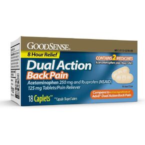 GoodSense Dual Action Acetaminophen and Ibuprofen (NSAID) Tablets, 250 mg/125 mg, Back Pain, 18 Count
