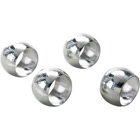 Elegance Hammered Steel Napkin Ring, Silver 4 Count (Pack of 1)