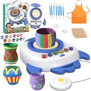 Ccinnoe Kids Pottery Wheel Kits, Complete Pottery Wheel and Painting Kit with Sculpting Clay,Air Dry Natural Clay, Craft Tools, Arts & Crafts, Craft Kits for Kids
