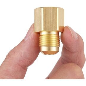 Litorange 2 PCS Brass Flare Tube Fitting Coupling Gas Adapter 3/8" Flare X 3/8" Female NPT Pipe Connector