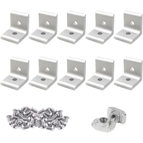 10Sets 15 Series L Bracket Connector 1515 Aluminum Extrusion Corner with 10PCS 15 Series Corner Bracket 1.5in Extruded Aluminum 20PCS Screws 1515 T Nut