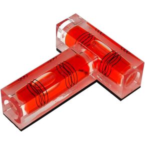 Three line T-shaped mini level pan tilt can be used as a level, magnetic small level, horizontal bubble 52 * 76mm (red （magnetism）)