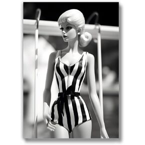 Brooke & Vine Barbie Retro Doll Girl Room Decor Empowerment Fashion Poster (UNFRAMED 12 x 16) Inspirational Teen Room Wall Art Prints Tween Bedroom, Dorm, Bathroom, Closet, Desk - Classic Doll Black
