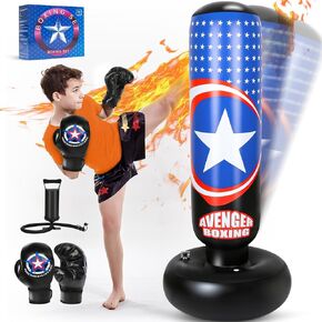 Punching Bag for Kids, 66 Inch Larger Kids Boxing Bag with Gloves, All Star Inflatable Punching Bag for Kids Boxing, Karate, Gifts for Boys Age 3-12