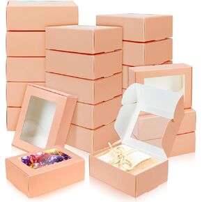 BadenBach 50 Pack Small Rectangle Kraft Paper Boxes with Clear Windows,3.33 x 2.35 x 1.18,Mini Soap Present Treat Gift Box for Bakery Candy,Chocolate Packaging Jewelry Display Wedding Party Favor