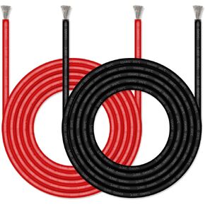 Glarks Wire, 10 Gauge High Temp Silicone, 6ft Red & 6ft Black, Flexible Insulated Copper, Wide Application