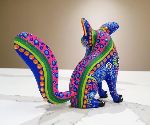ALKIMIA INC Mexican Alebrije Fox Wood Carving Handcrafted Sculpture (Blue) in Saudi Arabia