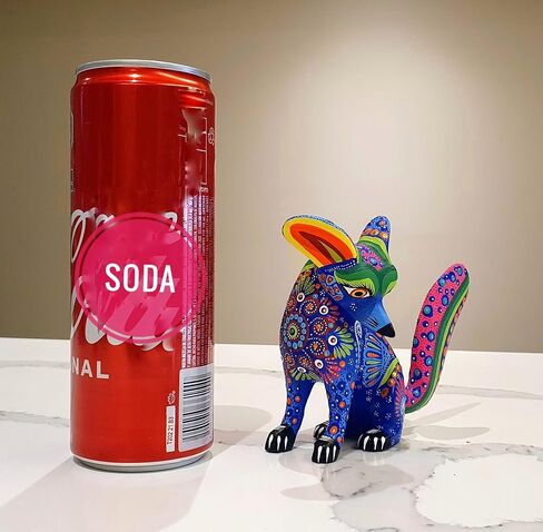 ALKIMIA INC Mexican Alebrije Fox Wood Carving Handcrafted Sculpture (Blue) in Saudi Arabia