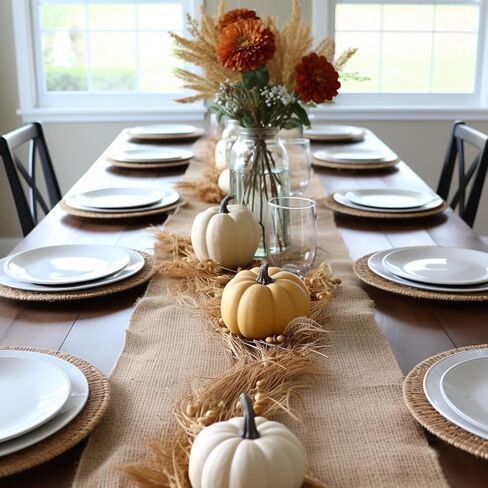 COTTON CRAFT Jute Table Runner - Halloween Autumn Fall Thanksgiving Holiday Christmas Crafts Festive Party Rustic Farmhouse Dining Kitchen Tabletop Burlap Tablerunners -13 x 108 inches - Charcoal Grey in Saudi Arabia