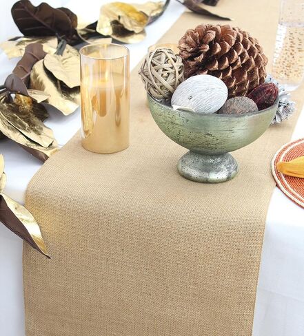 COTTON CRAFT Jute Table Runner - Halloween Autumn Fall Thanksgiving Holiday Christmas Crafts Festive Party Rustic Farmhouse Dining Kitchen Tabletop Burlap Tablerunners -13 x 108 inches - Charcoal Grey in Saudi Arabia