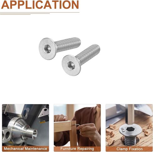 M8-1.25 x 20mm Flat Head Socket Cap Screws, 15 Pack 304 Stainless Steel Hex Socket Flat Head Screws, Full Thread, Countersunk Bolts in Saudi Arabia