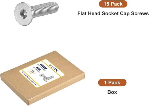 M8-1.25 x 20mm Flat Head Socket Cap Screws, 15 Pack 304 Stainless Steel Hex Socket Flat Head Screws, Full Thread, Countersunk Bolts in Saudi Arabia