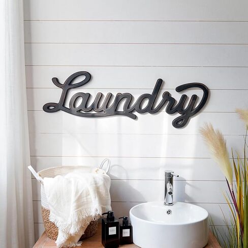 Laundry Sign Farmhouse Wooden Laundry Room Signs Wall Decoration Large Laundry Sign Letter Wall Decor - 34.45" x 10.04" in Saudi Arabia