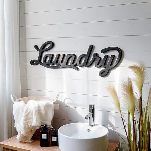 Laundry Sign Farmhouse Wooden Laundry Room Signs Wall Decoration Large Laundry Sign Letter Wall Decor - 34.45" x 10.04" in Saudi Arabia