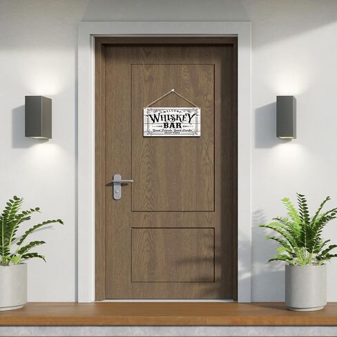 Rustic Hanging Wood Sign, Welcome Whiskey Bar Good Friends Good Drinks, Home Decor Wall Hanging Plaque with Rope, Front Door Decor Fence Christmas Party Supplies, Wooden Art Gift for Dad Him -45 in Saudi Arabia