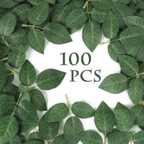 100pcs Bulk Fake Leaves Greenery Leaves Artificial Fake Rose Flower Leaves for DIY Wedding Bouquets Centerpieces Party Decorations in Saudi Arabia