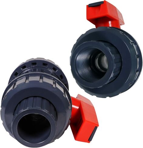 Midline Valve Heavy Duty PVC True Union Ball Valve Pink Handle 3/4'' FIP/Solvent Connections Grey Plastic (482UT034) in Saudi Arabia