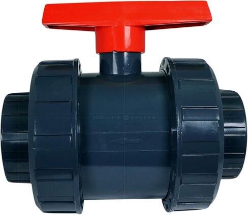 Midline Valve Heavy Duty PVC True Union Ball Valve Pink Handle 3/4'' FIP/Solvent Connections Grey Plastic (482UT034) in Saudi Arabia