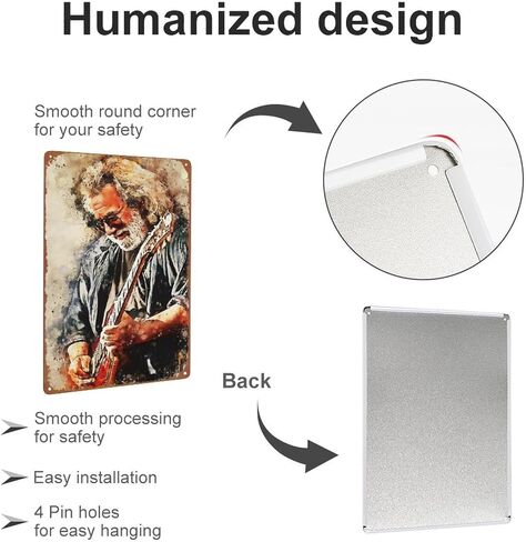 Jerry Garcia Plaque Poster Metal Retro Vintage Tin Sign Home Bar Pub Wall Decor 8x12 inch Gift in Kuwait