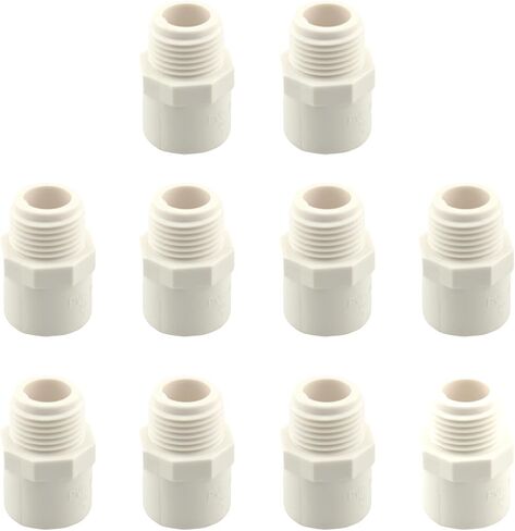 10pcs 1/2 Inch White 2-Way PVC Male Adapter Pipe Fittings PVC Hose Adapter Coupling with 1/2 Inch Male Thread in Saudi Arabia