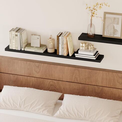 أرفف عائمة من Fixwal مقاس 23.6 بوصة للجدار، مجموعة من 3 أرفف خشبية، رف جداري لمنزل المزرعة للحمام وغرفة النوم وغرفة المعيشة والمطبخ (أبيض) in Kuwait