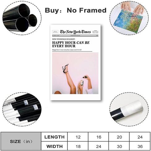 Trendy Wall Art New York Times Print Newspaper Poster Preppy Dorm Decor Bar Cart Vintage Black White Canvas Wall Art Newser for Living Room Bedroom Bar and Party Décor (B,12x18 in Unframe) in Saudi Arabia