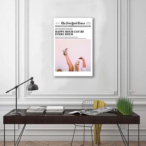 Trendy Wall Art New York Times Print Newspaper Poster Preppy Dorm Decor Bar Cart Vintage Black White Canvas Wall Art Newser for Living Room Bedroom Bar and Party Décor (B,12x18 in Unframe) in Saudi Arabia