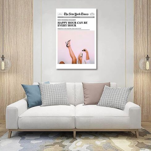 Trendy Wall Art New York Times Print Newspaper Poster Preppy Dorm Decor Bar Cart Vintage Black White Canvas Wall Art Newser for Living Room Bedroom Bar and Party Décor (B,12x18 in Unframe) in Saudi Arabia