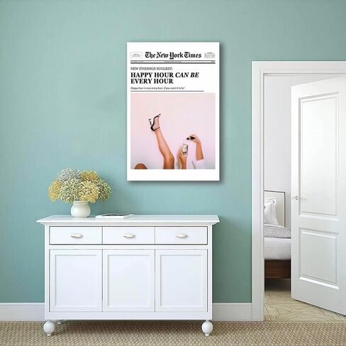 Trendy Wall Art New York Times Print Newspaper Poster Preppy Dorm Decor Bar Cart Vintage Black White Canvas Wall Art Newser for Living Room Bedroom Bar and Party Décor (B,12x18 in Unframe) in Saudi Arabia
