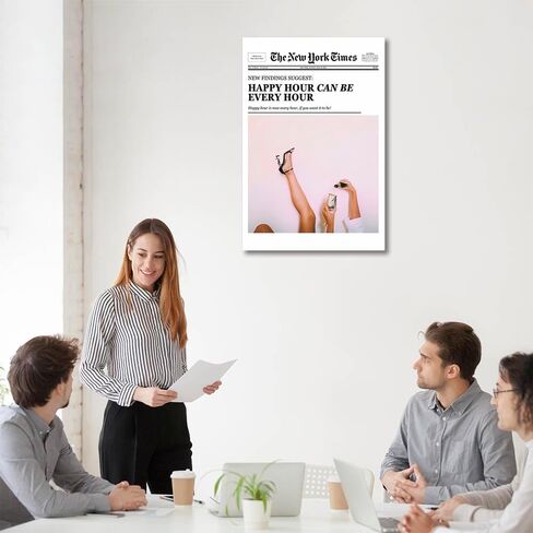 Trendy Wall Art New York Times Print Newspaper Poster Preppy Dorm Decor Bar Cart Vintage Black White Canvas Wall Art Newser for Living Room Bedroom Bar and Party Décor (B,12x18 in Unframe) in Saudi Arabia