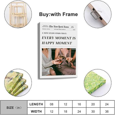 Trendy Wall Art New York Times Print Newspaper Poster Preppy Dorm Decor Bar Cart Vintage Black White Canvas Wall Art Newser for Living Room Bedroom Bar and Party Décor (B,12x18 in Unframe) in Saudi Arabia