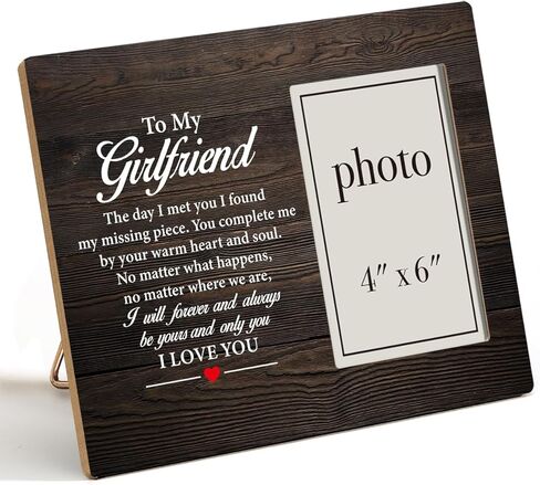 إطار صورة هدية لصديقة qtumes، هدايا صديقة من صديقها، هدايا رومانسية لصديقتها، إطار صور خشبي ريفي إلى صديقتي، حامل على الحائط وسطح الطاولة - صورة مقاس 4 × 6 بوصات in Kuwait