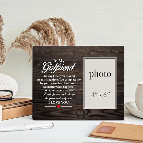 إطار صورة هدية لصديقة qtumes، هدايا صديقة من صديقها، هدايا رومانسية لصديقتها، إطار صور خشبي ريفي إلى صديقتي، حامل على الحائط وسطح الطاولة - صورة مقاس 4 × 6 بوصات in Kuwait