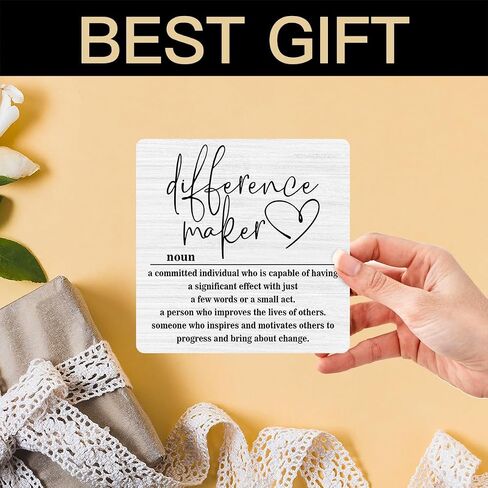 Wooden Table Sign Gift Difference Maker Definition Desk Decor Wood Plaque With Stand Unique Gift Ideas for Boss Women Best Mom Coworker Teacher Office(Black)-A03 in Saudi Arabia