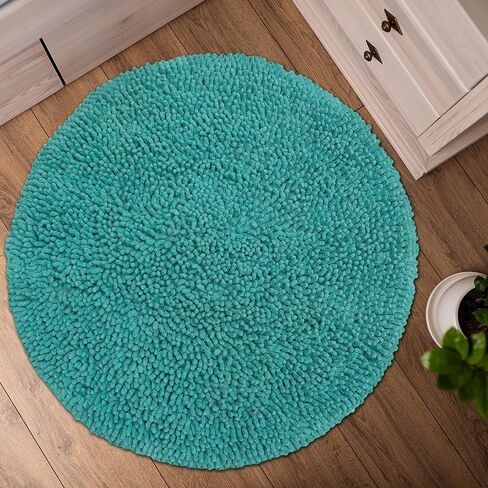 Chardin home Navy Blue Round Bath Mat | 2 feet Boho Bathroom Rug | Also Perfect for Kids Rooms, Nurseries, Bedside, dorms, Half Baths and Powder Rooms | Machine Washable, Soft & Plush in Saudi Arabia