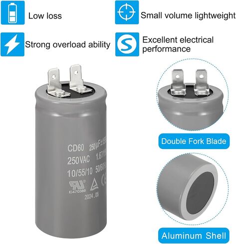 PATIKIL CD60 Run Capacitor, 400uF/MFD 250V 15% Tolerance 50/60Hz Motor Starting Capacitor for Air Compressor Motor Starts Running, Grey in Saudi Arabia