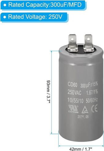 PATIKIL CD60 Run Capacitor, 400uF/MFD 250V 15% Tolerance 50/60Hz Motor Starting Capacitor for Air Compressor Motor Starts Running, Grey in Saudi Arabia