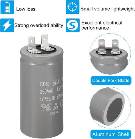 PATIKIL CD60 Run Capacitor, 400uF/MFD 250V 15% Tolerance 50/60Hz Motor Starting Capacitor for Air Compressor Motor Starts Running, Grey in Saudi Arabia
