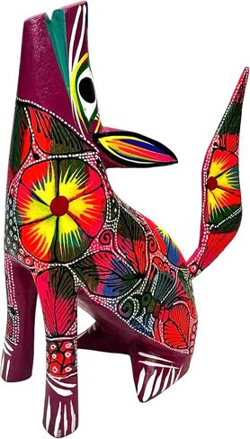 JDProvisions Pink Howling Wolf Coyote Alebrije, Oaxaca Folk Art Wooden Hand Carved and Painted 6" Figurine by La Mexicana Imports in Saudi Arabia