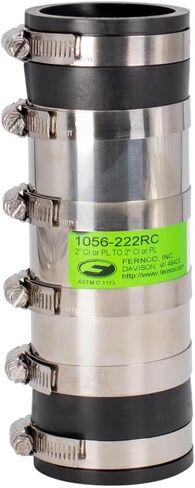 Fernco 4-inch XL Flexible Pipe Coupling Connector Fitting with Stainless Shield, Below Ground Plastic, Cast Iron, Steel in Saudi Arabia