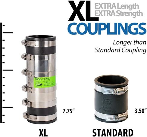 Fernco 4-inch XL Flexible Pipe Coupling Connector Fitting with Stainless Shield, Below Ground Plastic, Cast Iron, Steel in Saudi Arabia