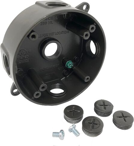 Sealproof 5 Hole 1/2-Inch Holes Weatherproof Round Electrical Outlet Box with 5 Outlet Holes, 1/2" Dia, UL Listed, White in Saudi Arabia