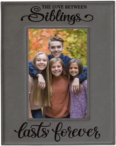 KATE POSH - SIBLINGS Engraved Leather Picture Frame - Gifts for Best Friends, Christmas Gifts, Brother & Sister, Birthday Gifts (5x7-Vertical) in Saudi Arabia